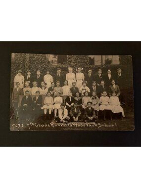 7th Grade Room 16 Wade Park School RPPC Real Photo Postcard